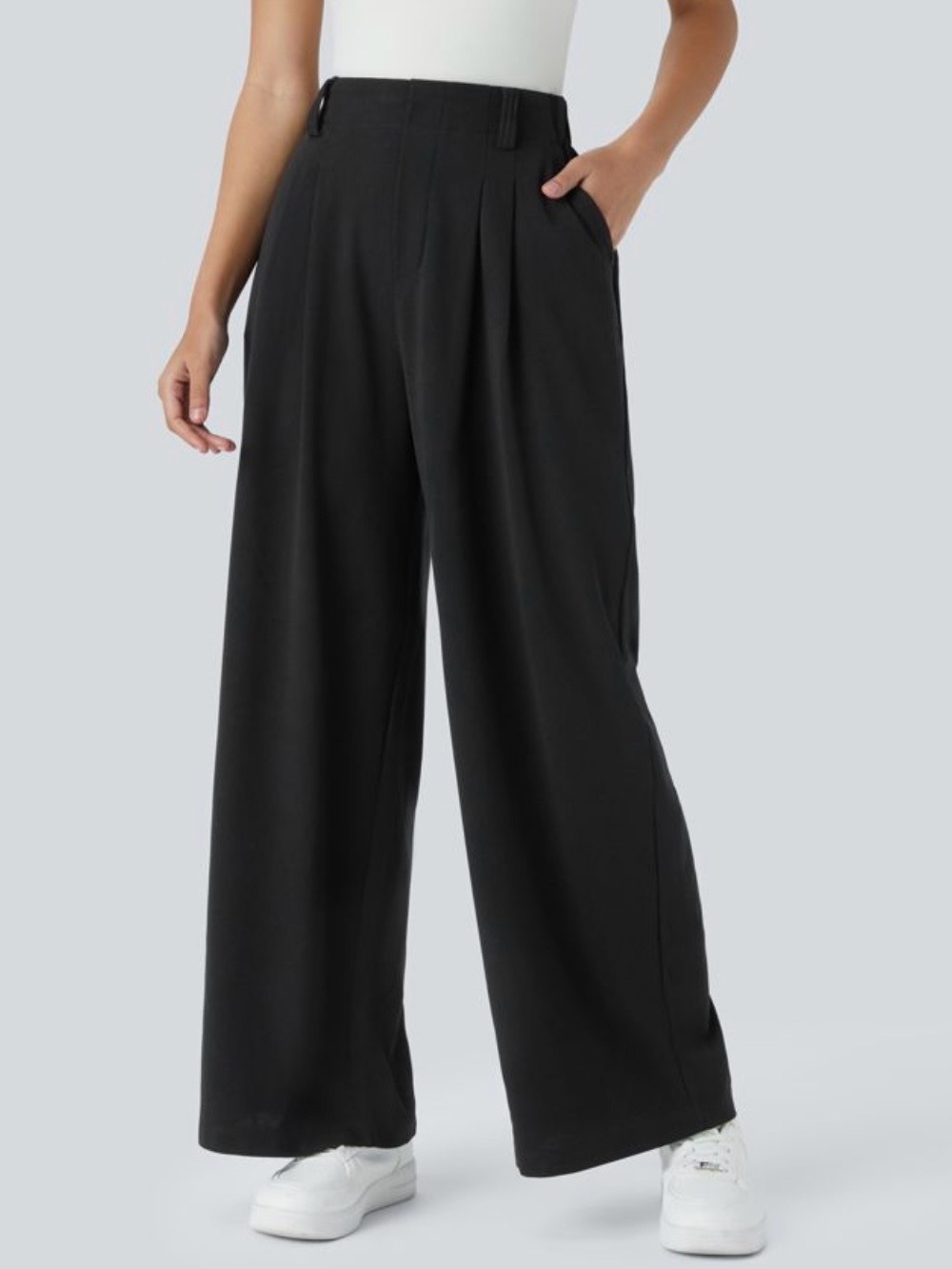 HALARA Black Wide-Leg High-Waist Pants